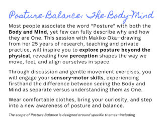 Infinite Space NYC presents, Posture Balance – The Body-Mind Weekend Seminar